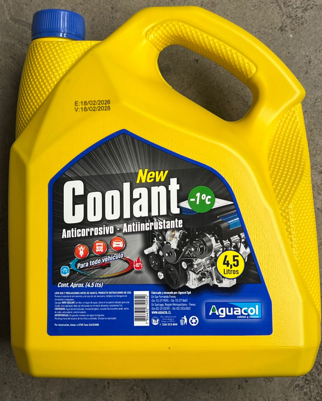 refrigerante verde aguacol 4.5L -1c