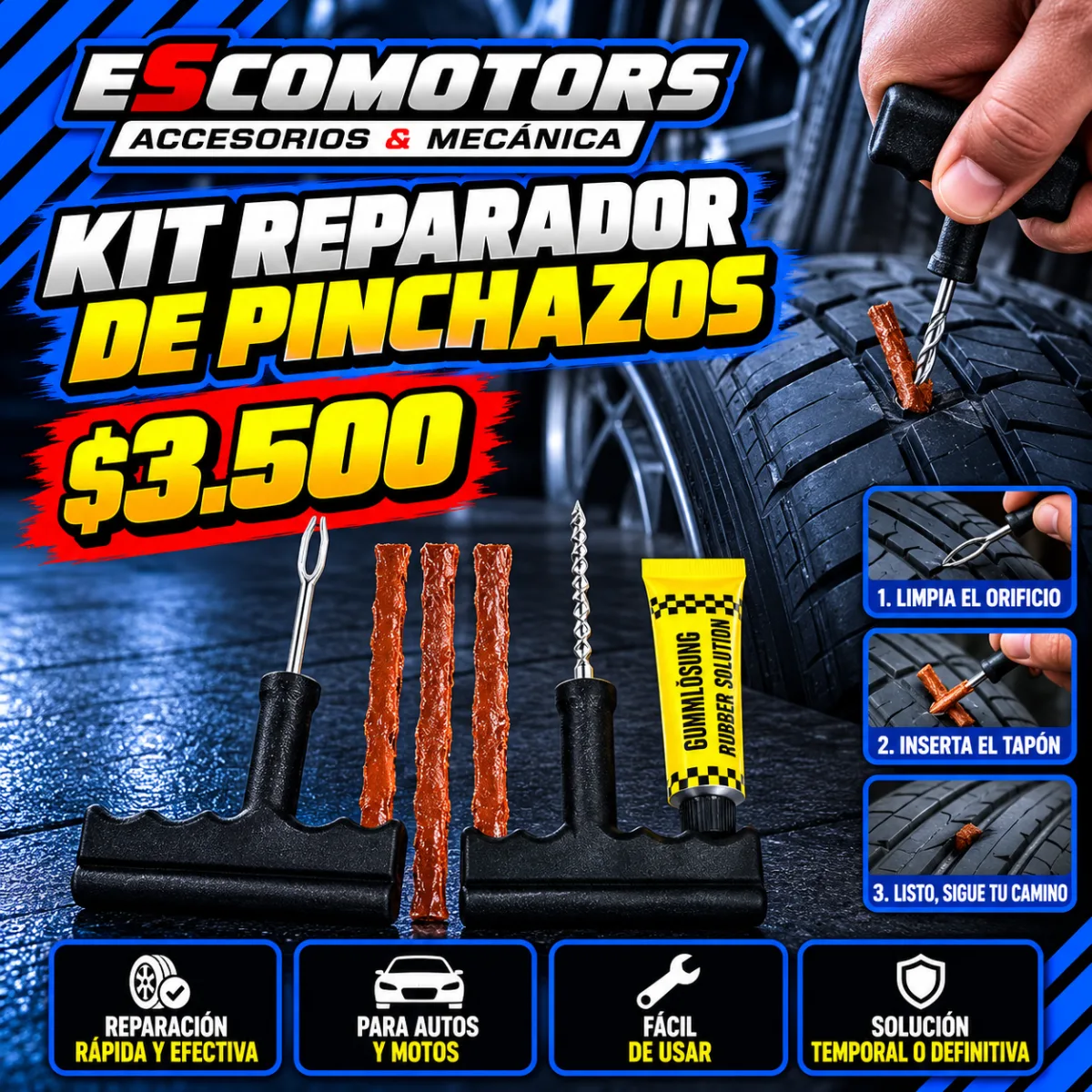 kit reparador de pinchazos