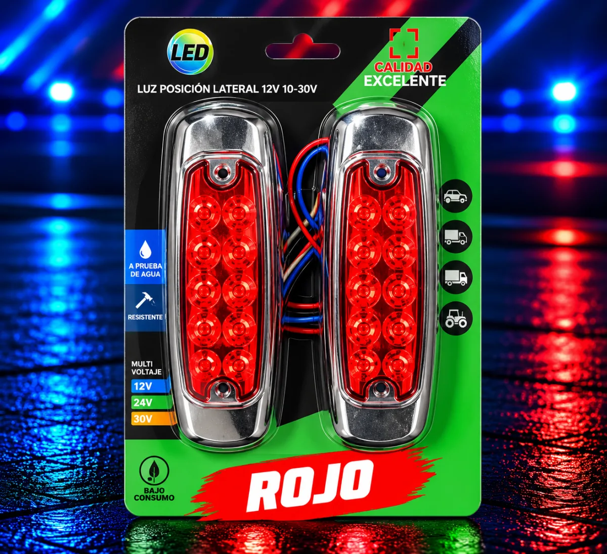 X2 Luces Led De Posición Laterales Para Camiones Grúa ROJO