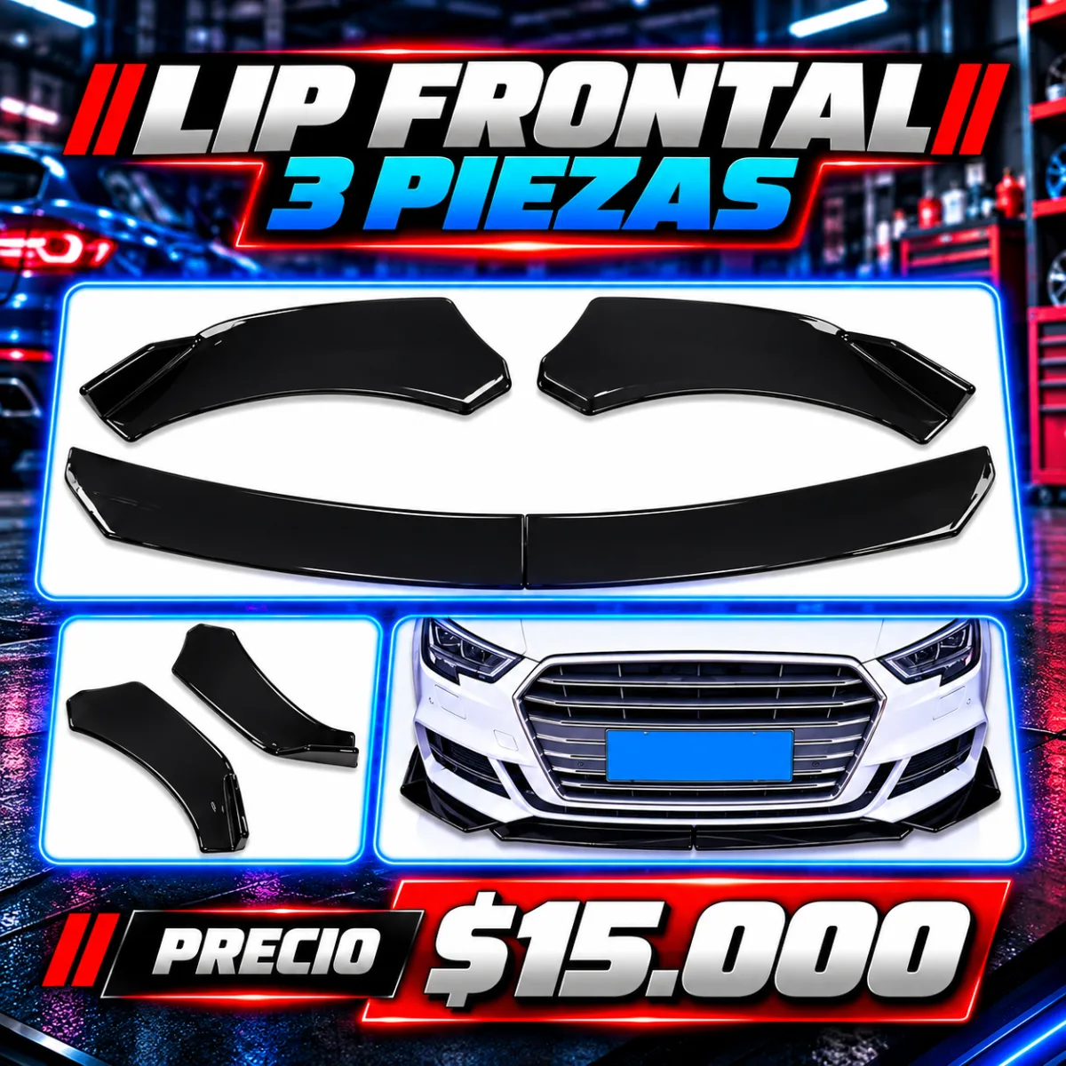 Lip Frontal 3 Piezas - Exterior | ESCOMOTORS