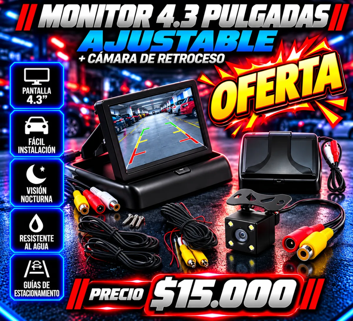 MONITOR + CÁMARA RETROCESO CUADRADA