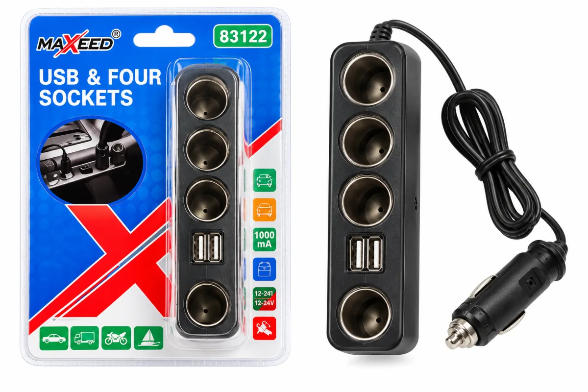 MULTIPLICADOR DE CIGARRERA CUADRUPLE + 2 USB